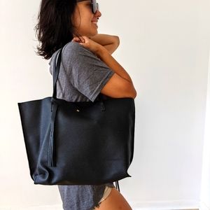 Soft faux leather shoulder bag , black